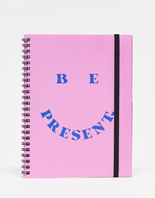 Typo 'be present' notebook in pink