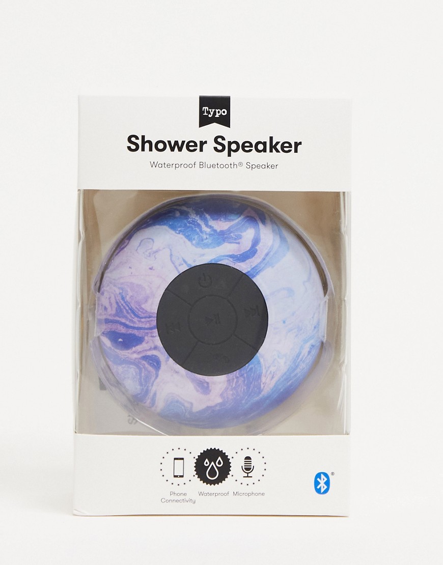 Typo – Blå LED-duschhögtalare med marmormönster-Flerfärgad