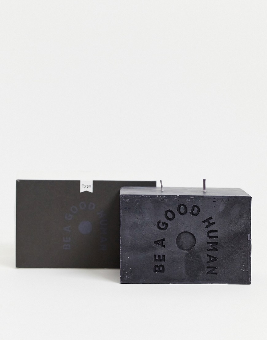 Typo block candle with 'Be A Good Human' slogan-Black