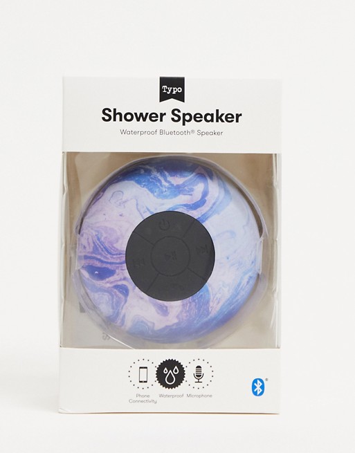 Typo LED blue marble shower speaker