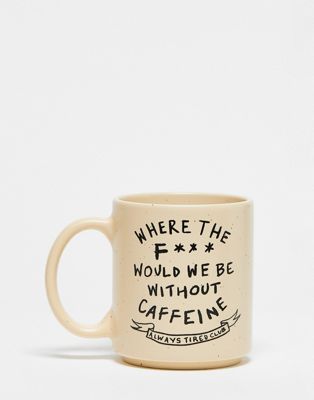 Typo caffeine slogan mug in brown speckle