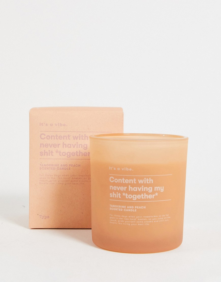 Typo Candle Jar With 'content' Slogan In Tangerine And Peach Scent-orange