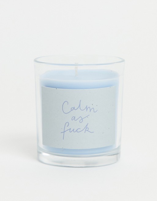 Typo candle with calm slogan
