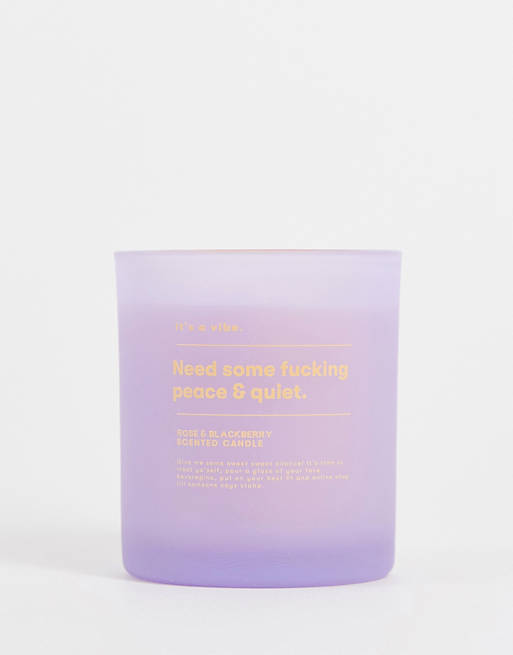asos.com | Typo candle with 'peace & quiet' slogan in rose and blackberry scent