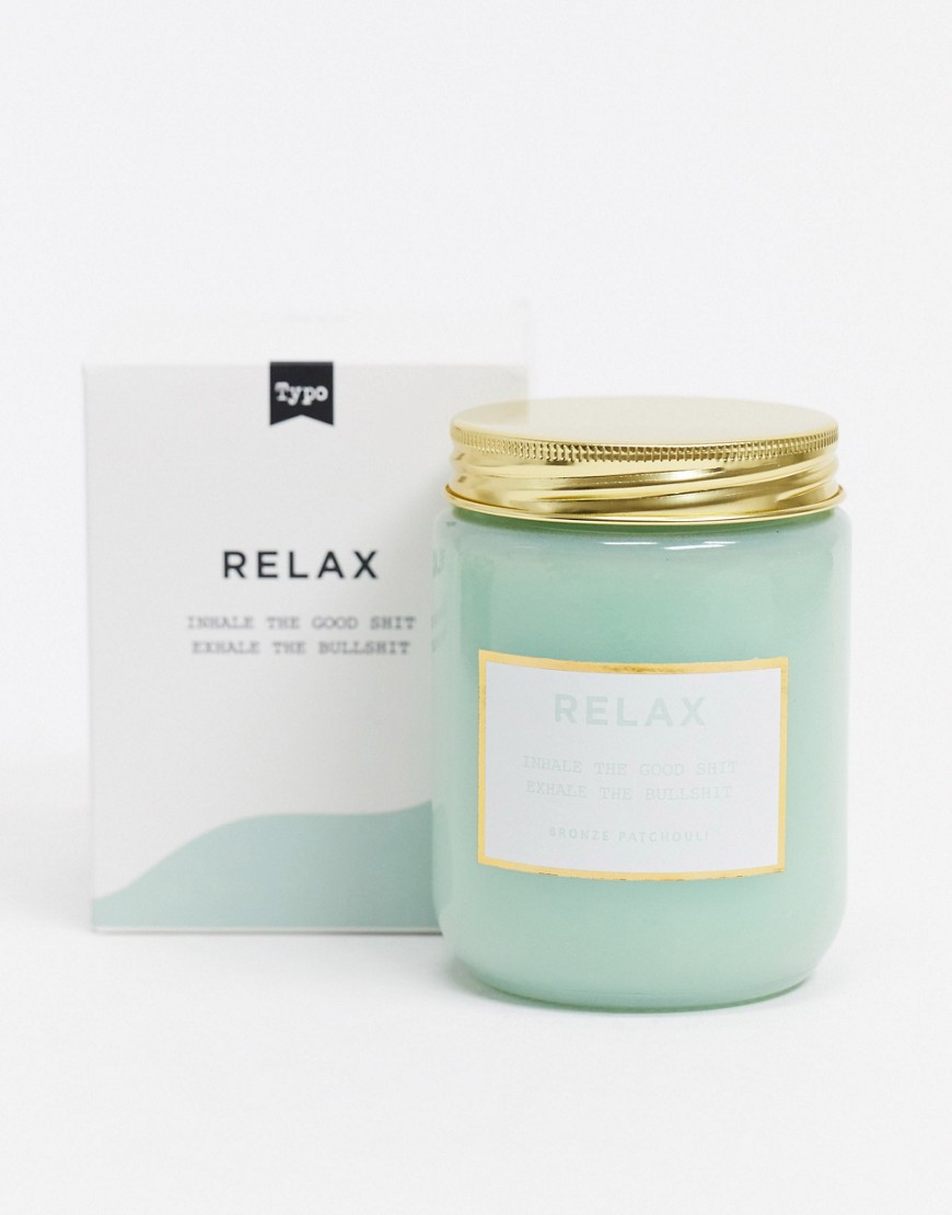 Typo candle with relaxed slogan-Green