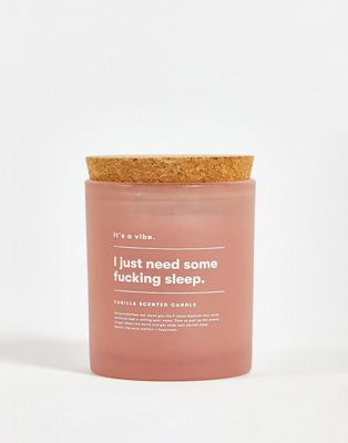 Typo candle with sleep slogan in pink