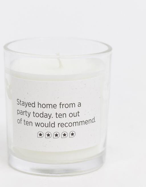 Typo candle with slogan staying in ASOS