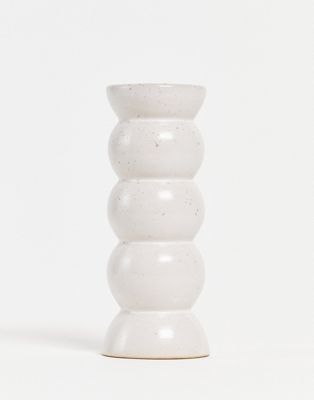 Typo candlestick holder in white speckle