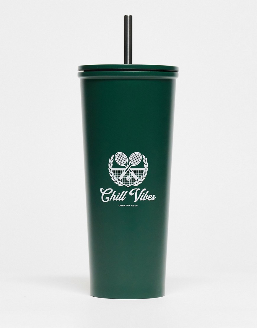 Typo chill vibes metal smoothie cup in green