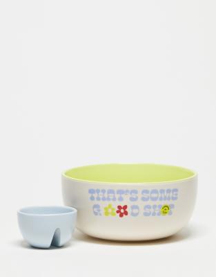 Verdeelde Snackkom Nat & Droog - Praktische Granenkom Met Scheiding Voor Chips, Dips En Snacks (Wit)