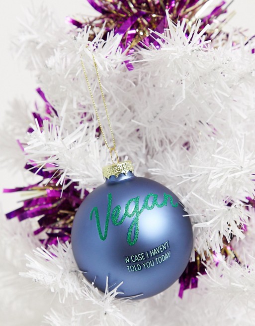 Typo Christmas bauble with slogan vegan