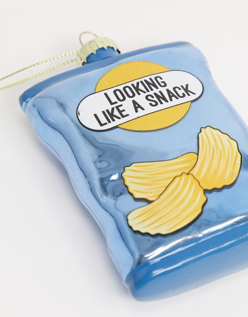 Typo Christmas decoration crisp packet with looking like a snack slogan