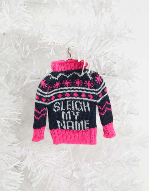 Typo Christmas decoration knitted jumper with slogan sleigh my name ASOS