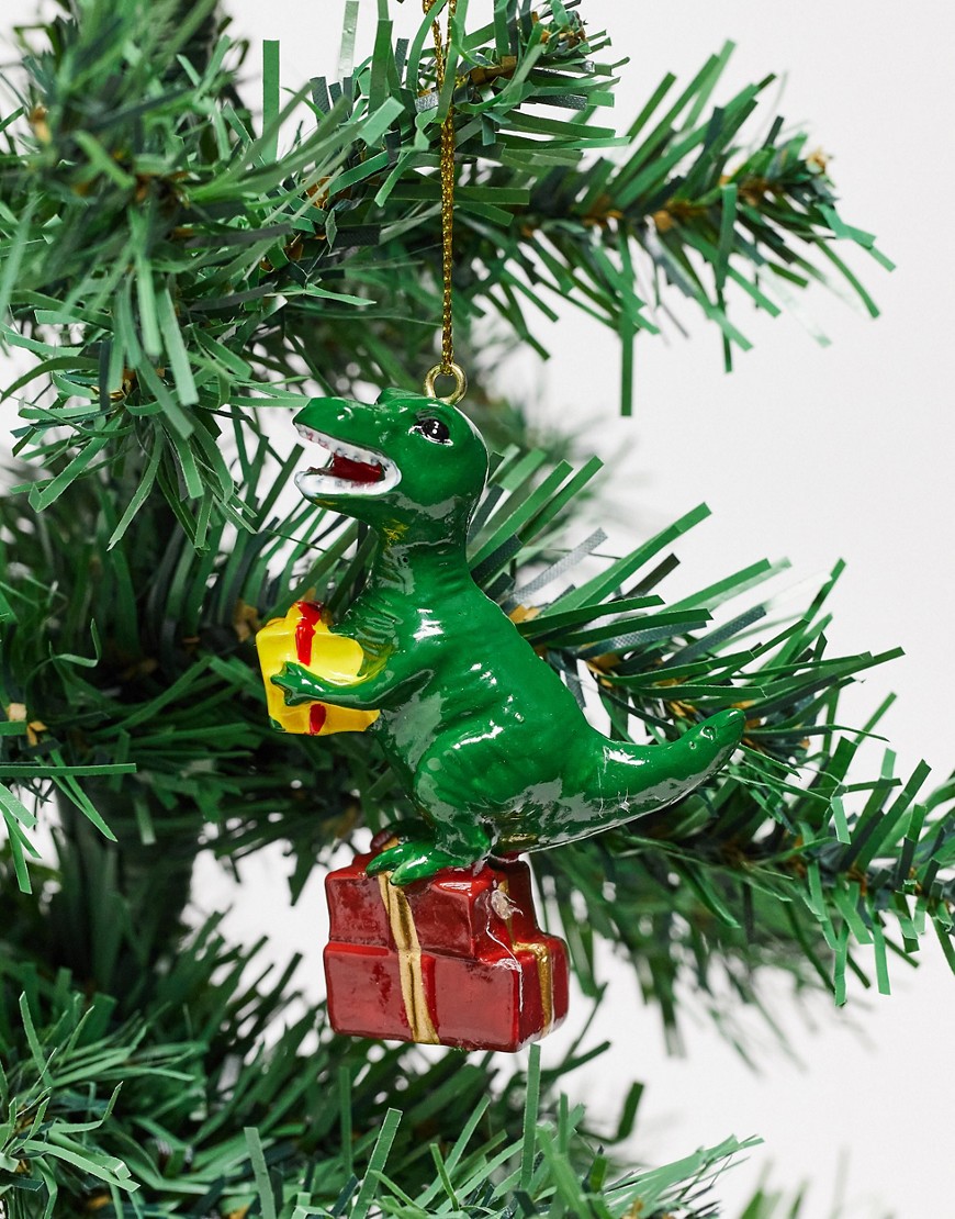 Typo Christmas decoration T-Rex with presents design-Multi