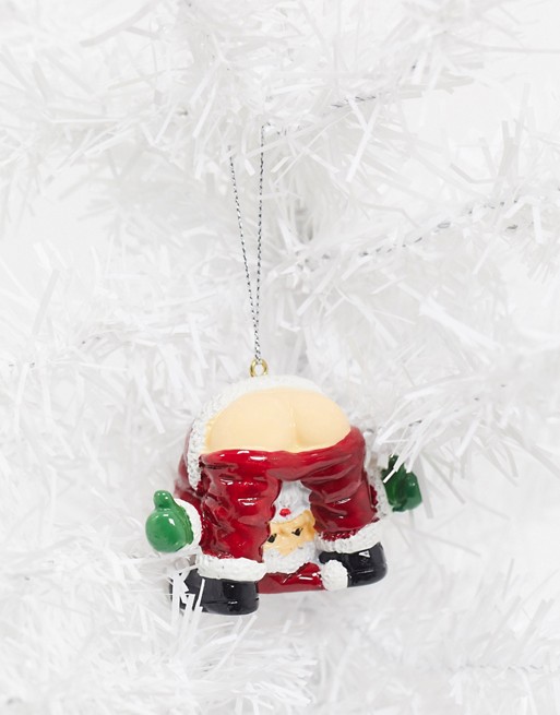 Typo Christmas decoration with Santa bending over