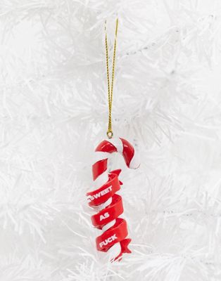 Typo Christmas decoration with 'sweet as f' slogan