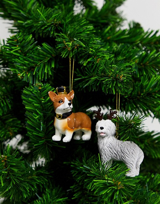 Typo Christmas dog decorations - set of 2