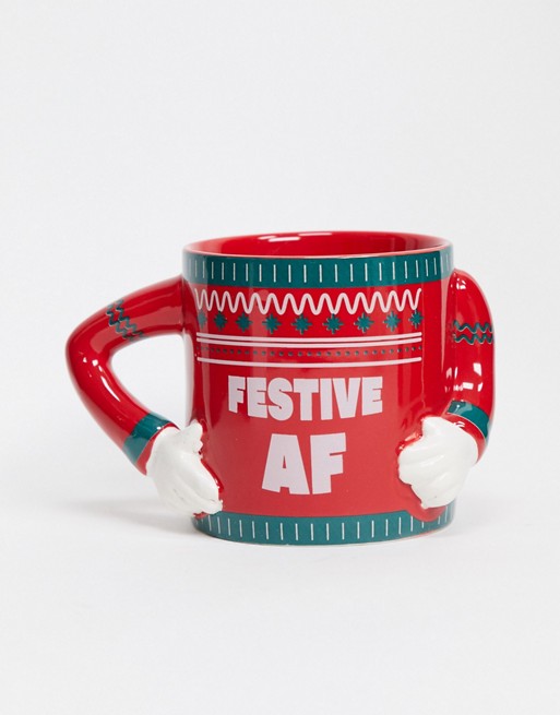 Typo Christmas mug with 'festive AF' slogan