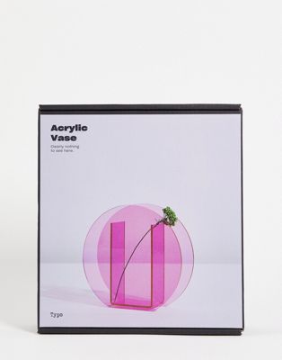 Typo circle vase in neon pink acrylic