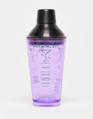 Typo cocktail shaker with slogan in lilac