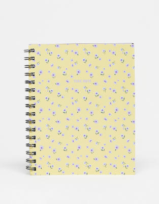 Typo ditsy floral A5 notebook in yellow