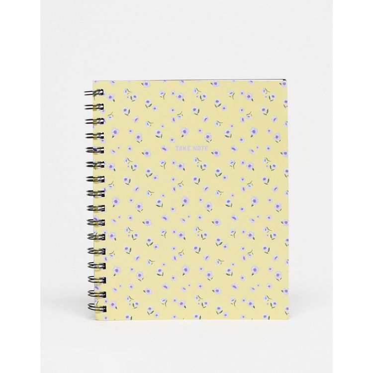 Typo ditsy floral A5 notebook in yellow | ASOS