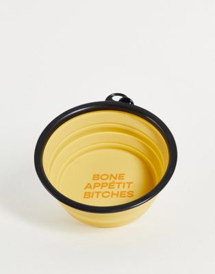 Typo collapsible dog bowl in yellow