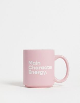 Typo Exclusive mug with 'main character' slogan in pink