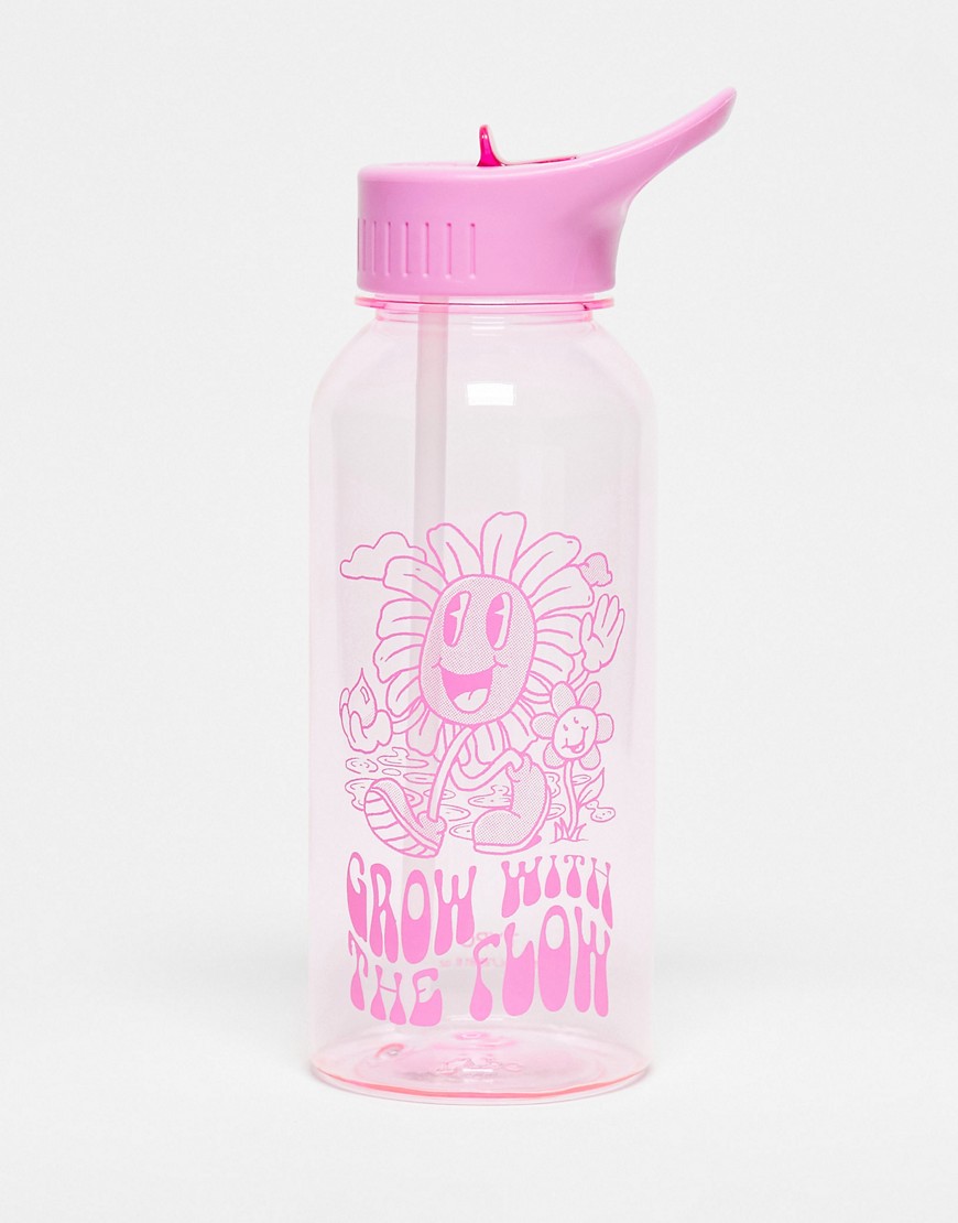 Typo 'Grow With The Flow' water bottle in pink