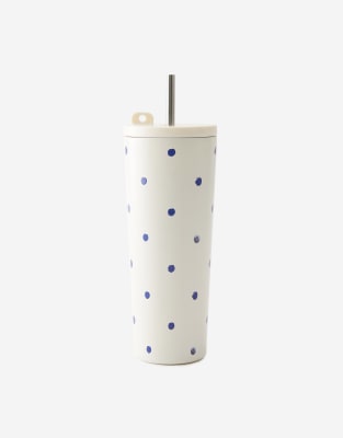 TYPO Hidden straw metal smoothie cup in off-white | ASOS