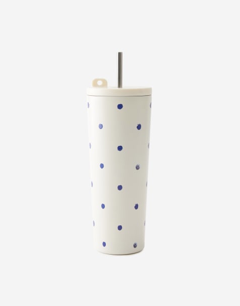 TYPO Hidden straw metal smoothie cup in off-white - view 1