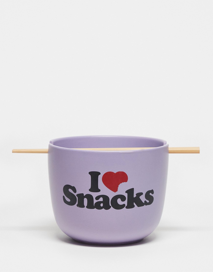 Typo I heart snacks bowl in purple