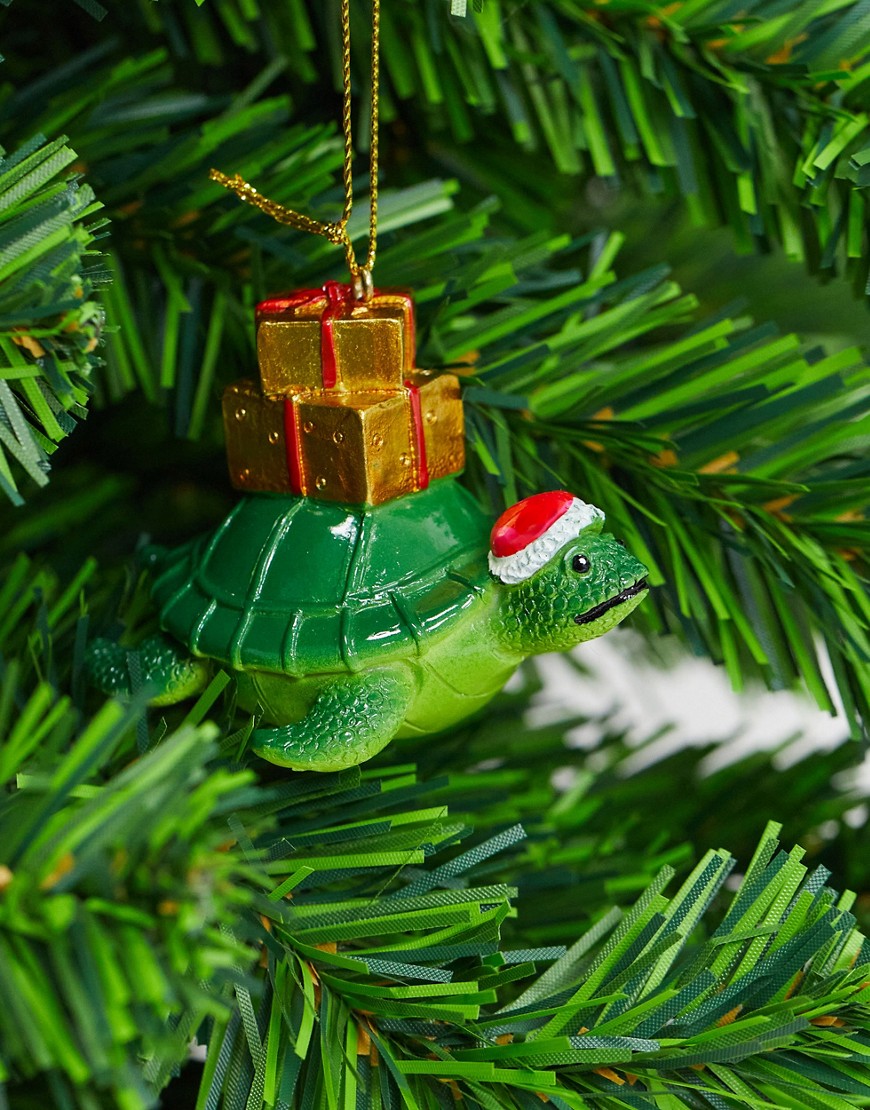 Typo – Juldekoration med sköldpadda med presenter-Blå