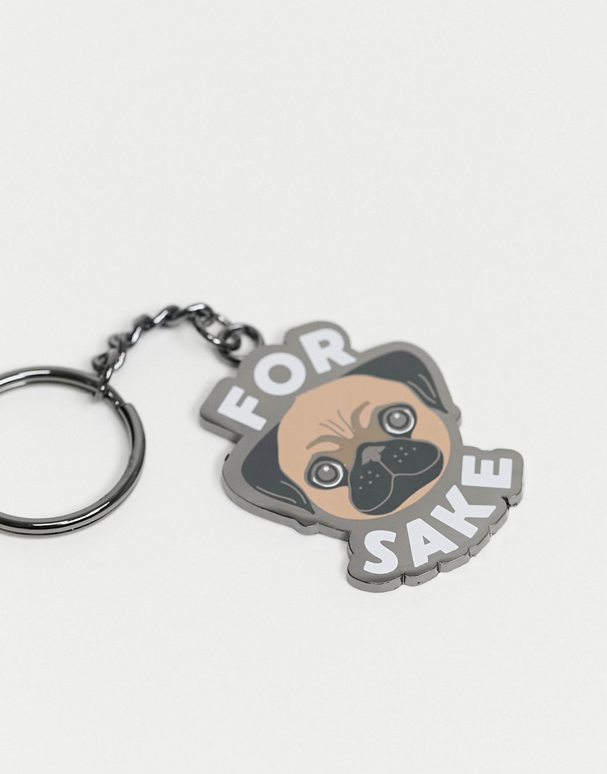 Typo key ring chain with pug slogan-Multi