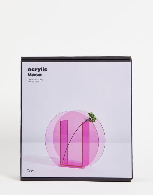 Typo – Kreisförmige Acryl-Vase in Neonrosa