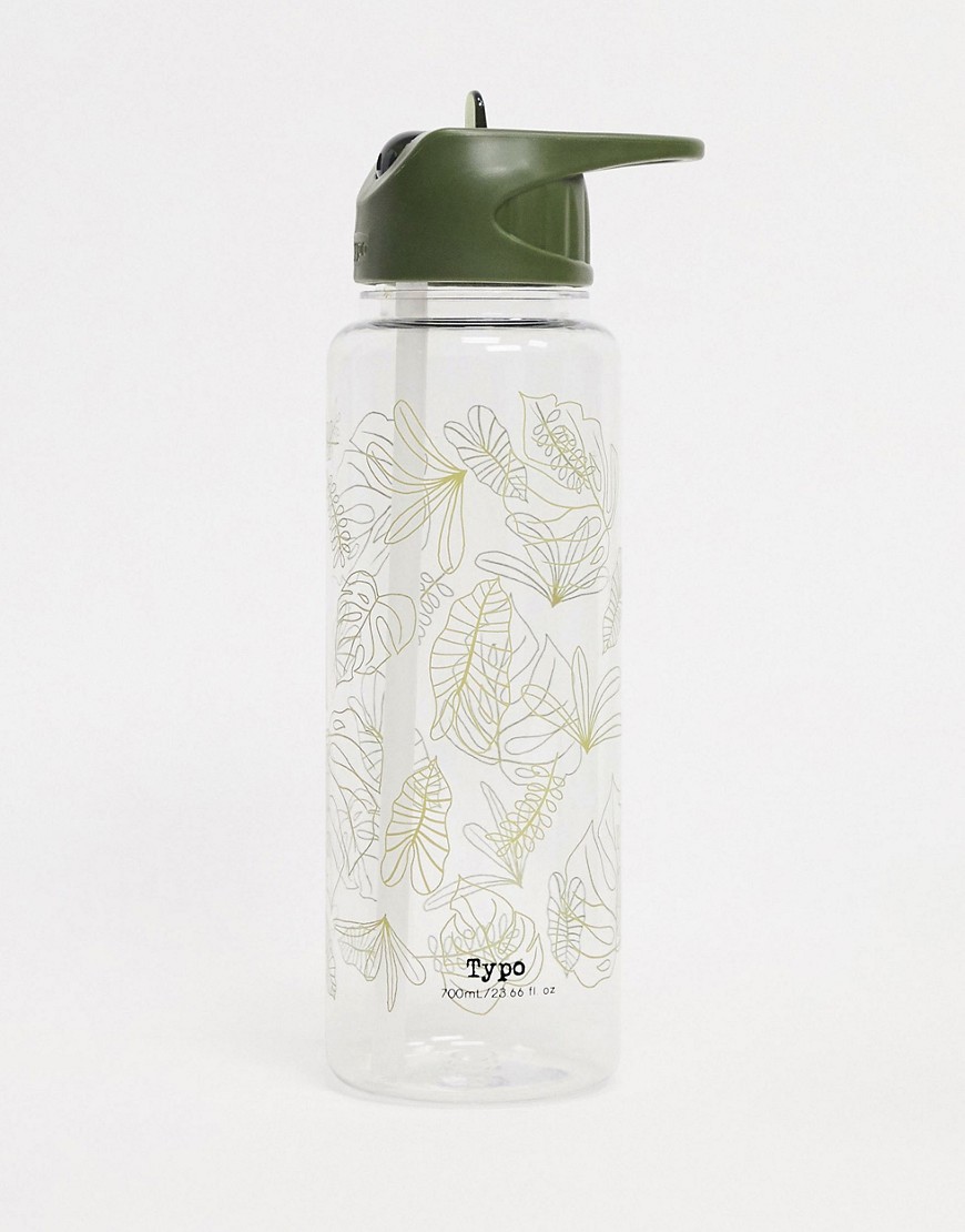 Typo leaf print water bottle-Multi