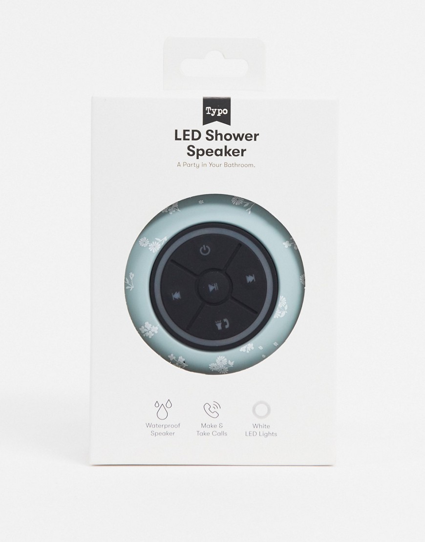 Typo – LED-duschhögtalare med blått blommönster-Lila