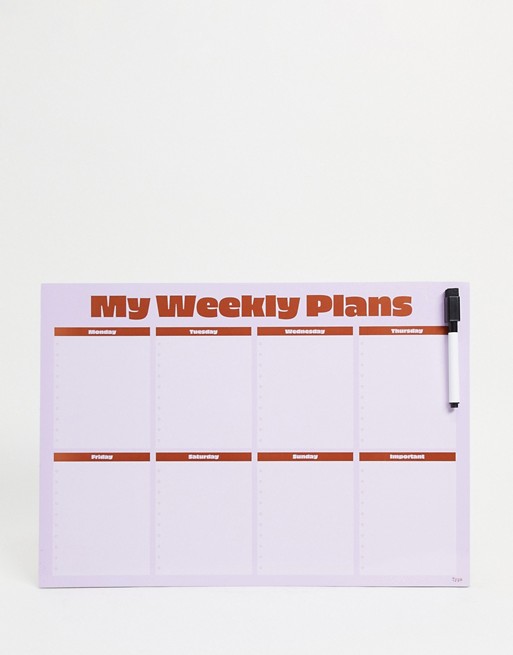 Typo magnetic weekly planner in lilac