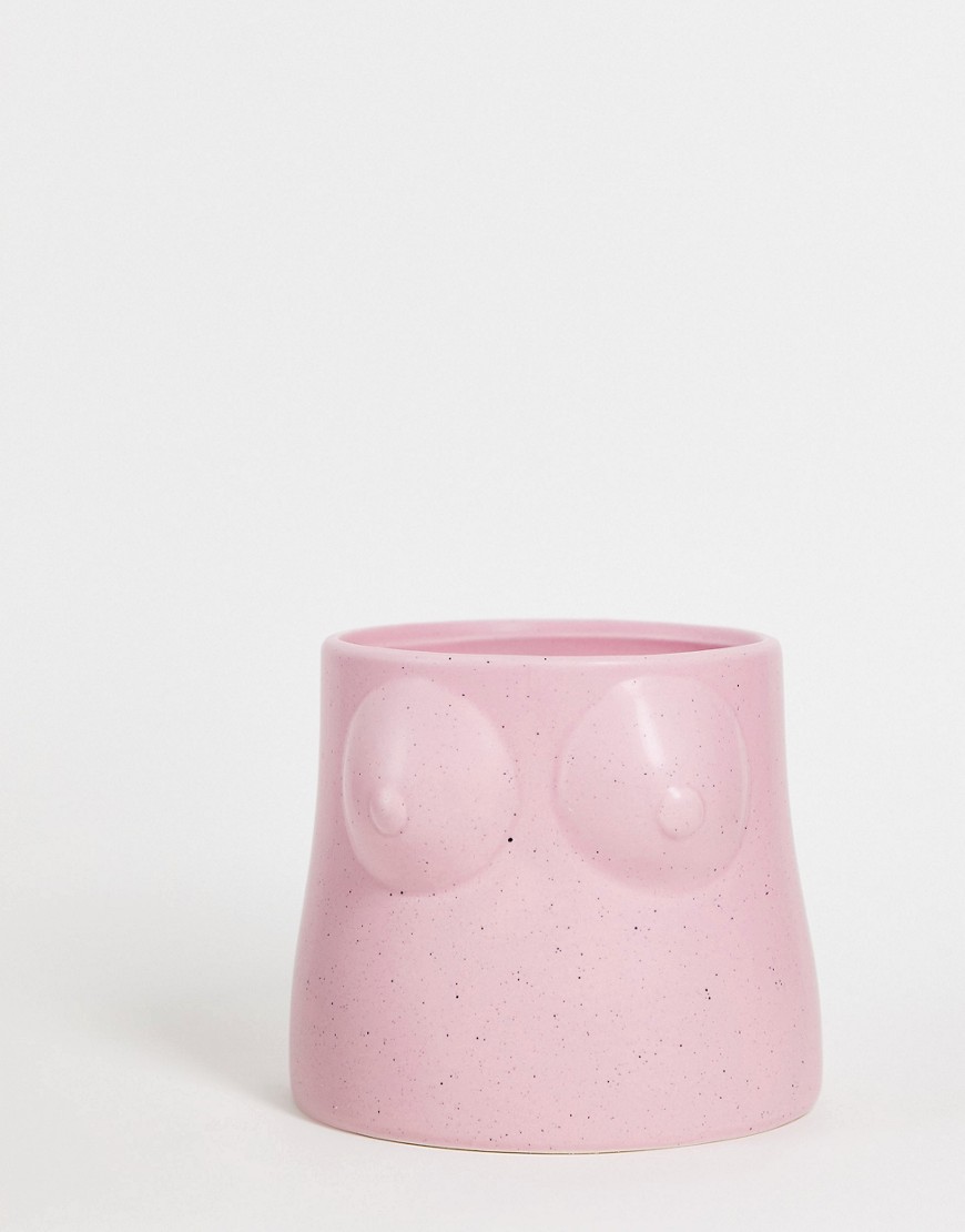 Typo - Midi bloempot met borsten in roze met spikkels
