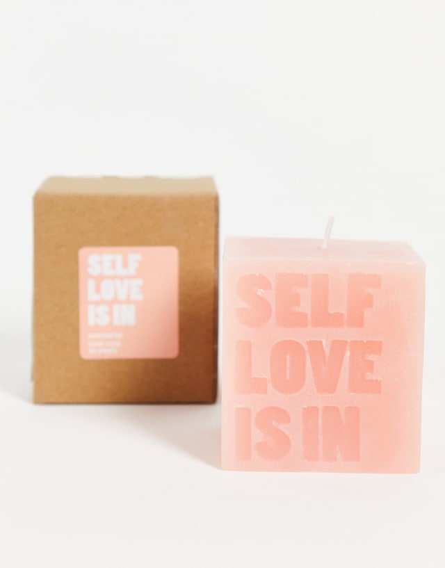 Typo mini 'self love' candle in pink