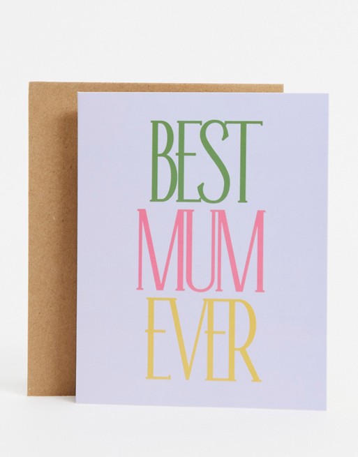 Typo Mother's Day card with 'best mum ever' slogan