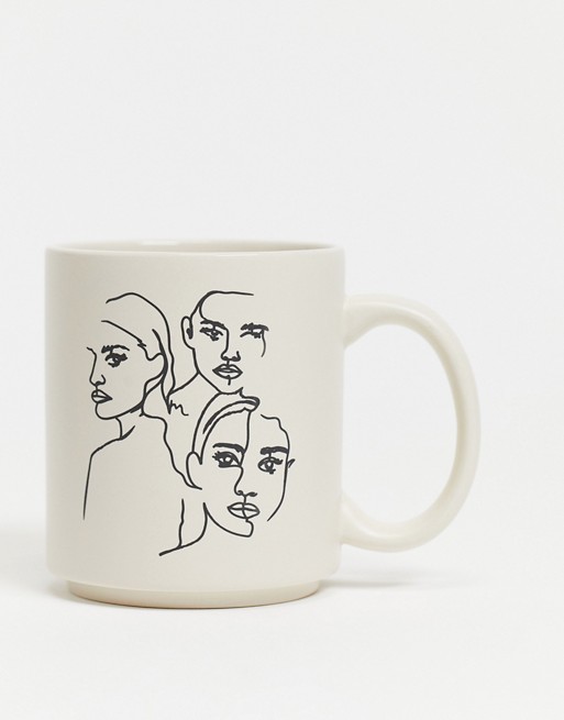 Typo mug with abstract faces in pink