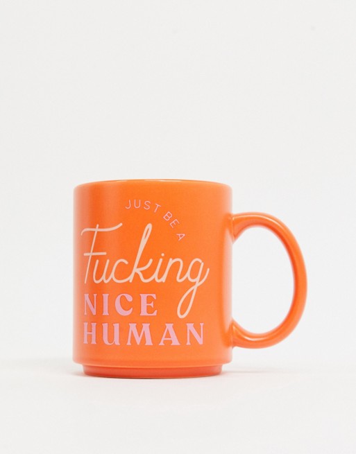 Typo mug with be a nice human slogan