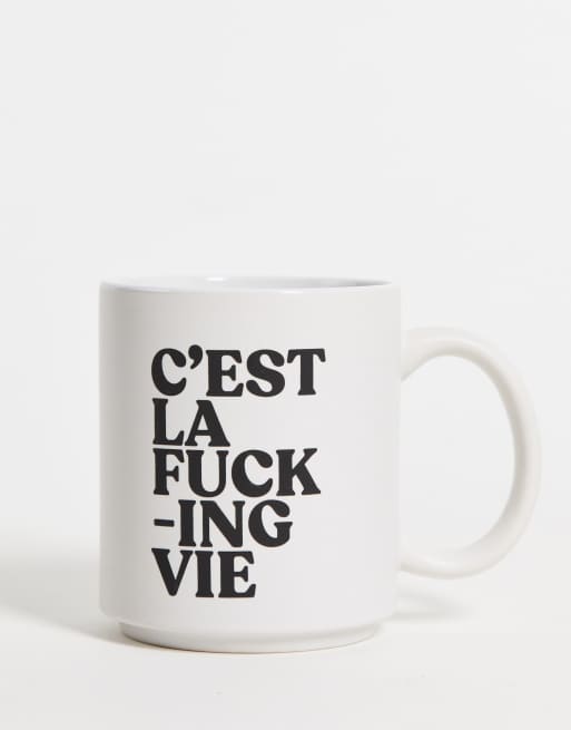 Typo mug with 'c'est la vie' slogan in white | ASOS