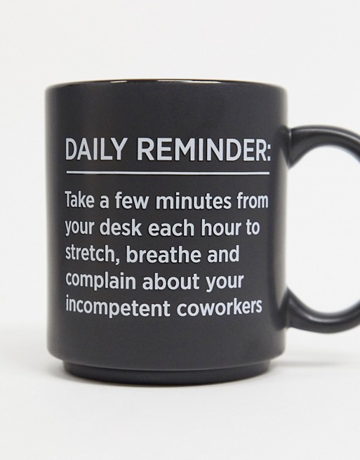 Typo mug with daily reminder slogan