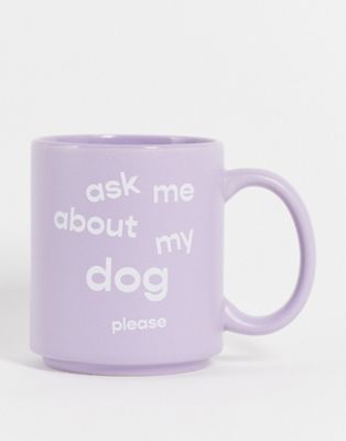 Typo mug with dog slogan in lilac