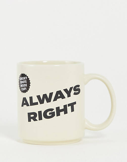 Typo mug with slogan 'always right'