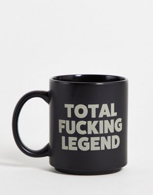 Typo mug with 'total legend' slogan in black