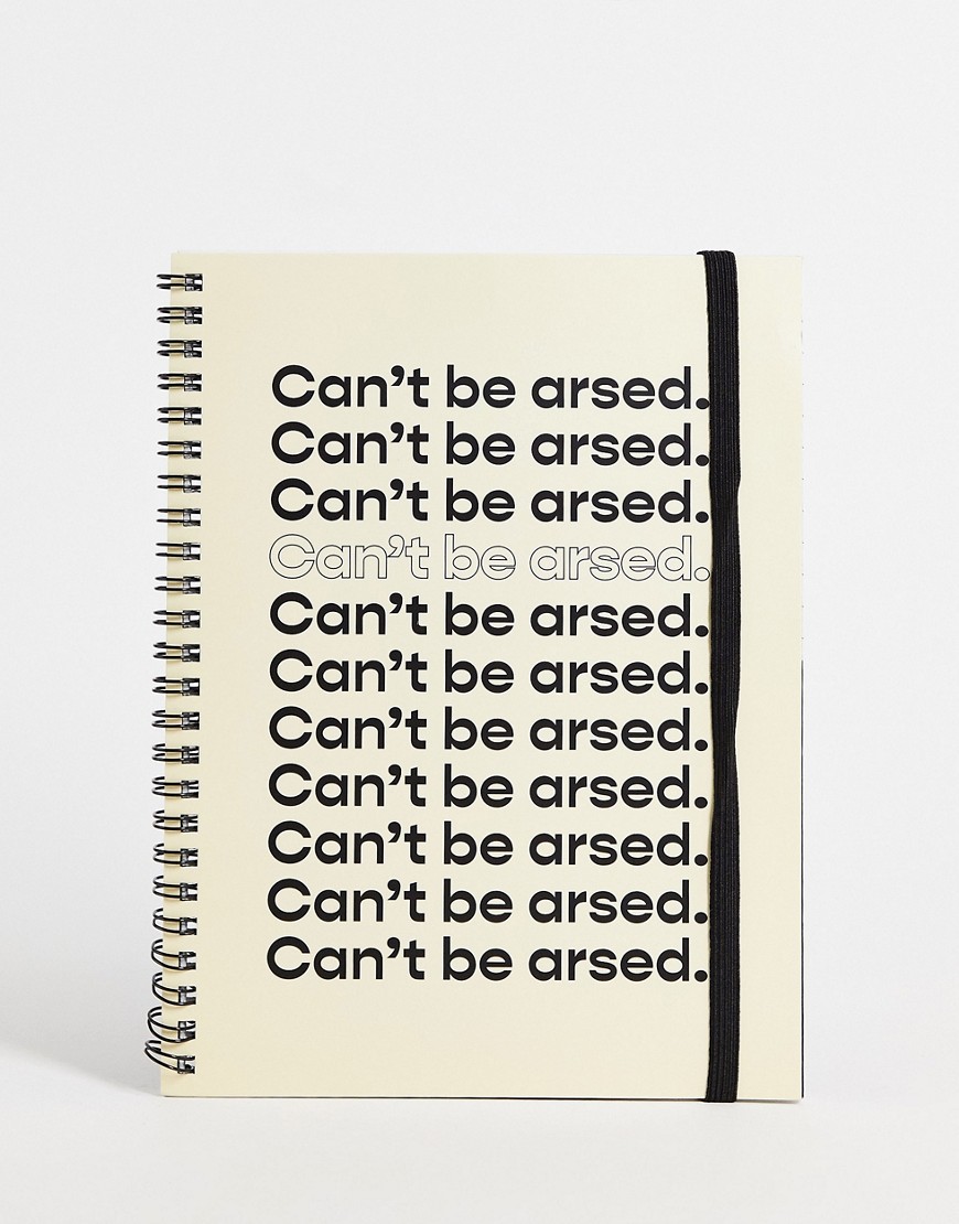 TYPO note book with 'can't be' slogan in white