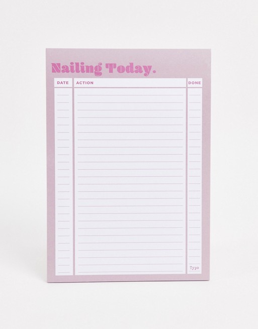 Typo notepad in A5 with nailing today slogan